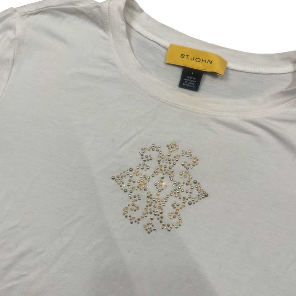 St John Large Ivory Embellished Shirt Short Sleeve‎